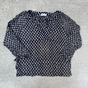 Velvet By Graham and Spencer Navy‎ Batik Floral Print Top
